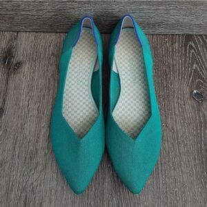 Rothys The Point Shamrock Teal Blue Green Ballet Flat Size 10